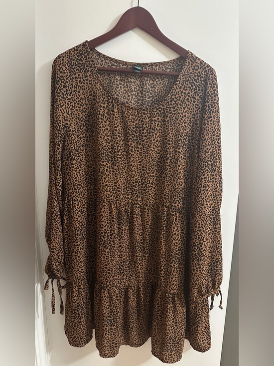 wild fable Dresses & Skirts - wild fable Leopard-Print Tiered Dress in Brown and Black